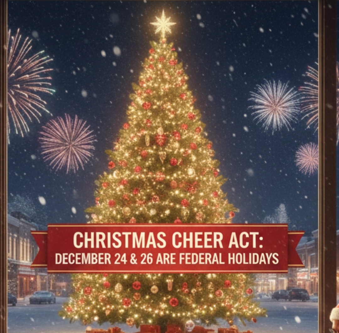 Yip that's right new federal holidays dec 24th - 26th